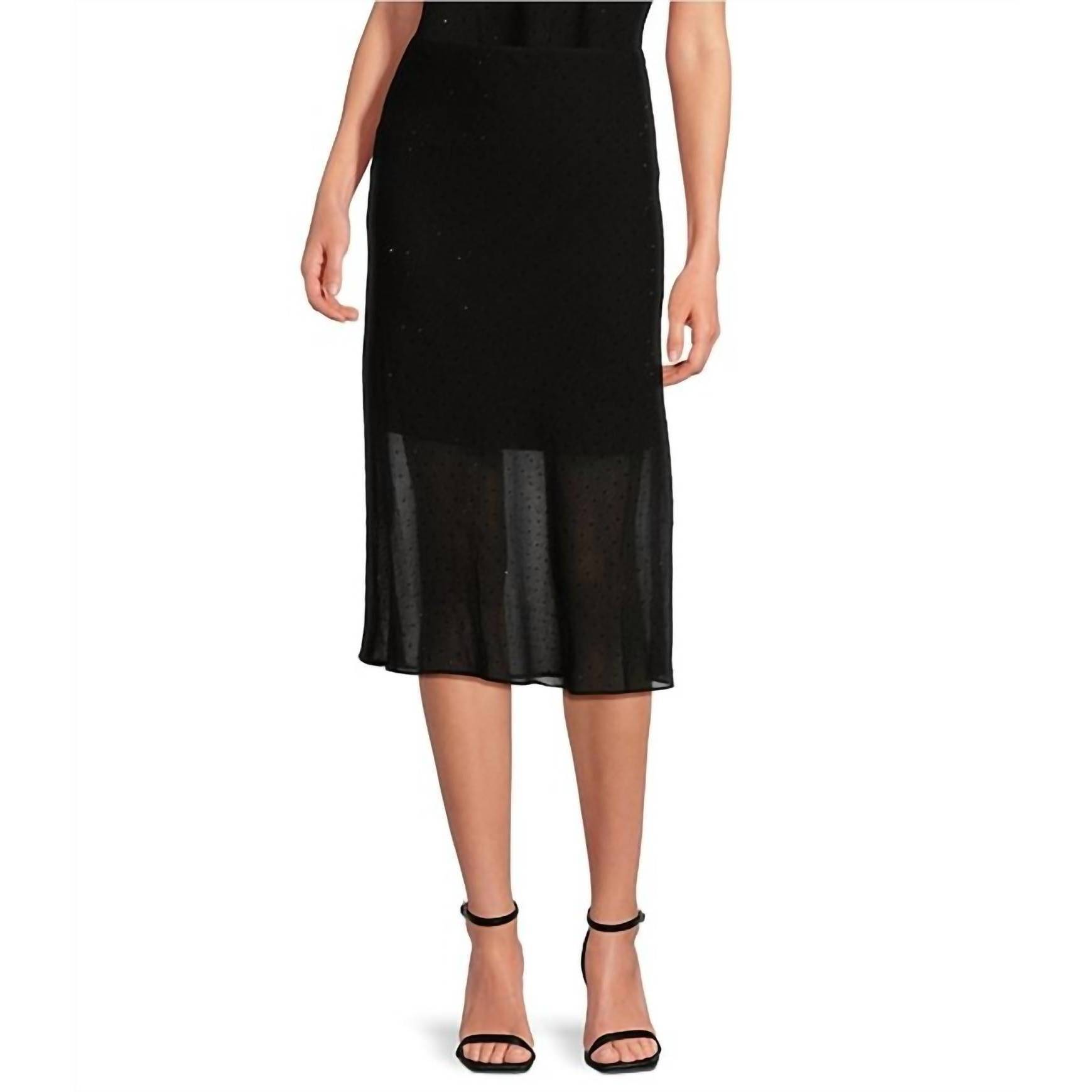 New Lucy Paris Masa Rhinestone Midi Skirt In Black